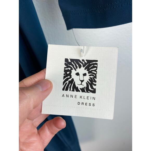 NWT Ann Klein Women's 8 Juniper V-Neck Faux Wrap Stretch Midi Dress - Picture 3 of 5